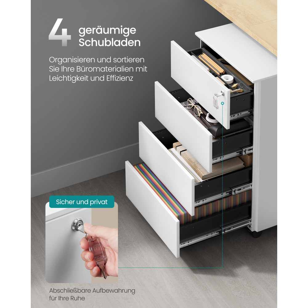 Produktbild för File Cabinet White 39x45x69cm