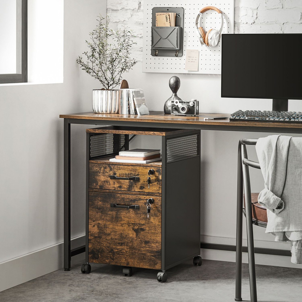 Produktbild för File Cabinet Rustic Brown, Black 1x1x1cm