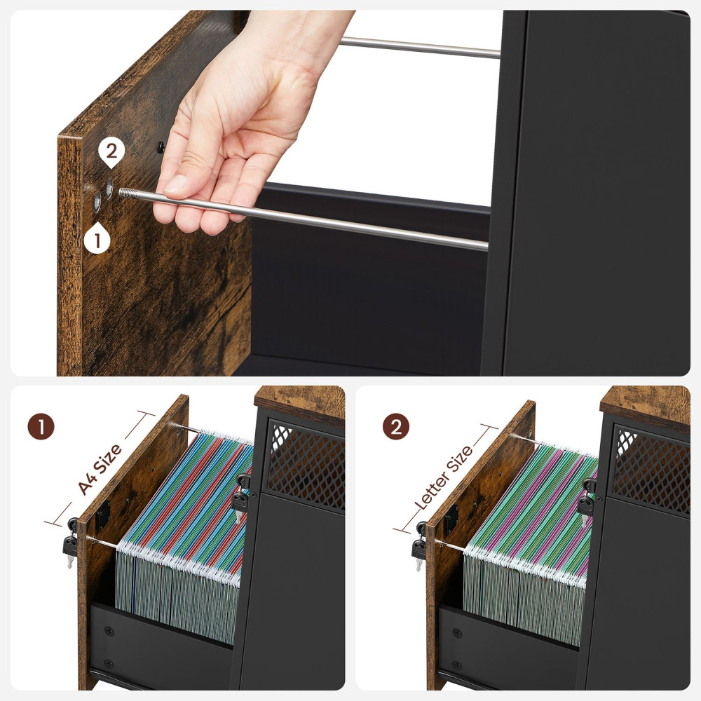 Produktbild för File Cabinet Rustic Brown, Black 1x1x1cm