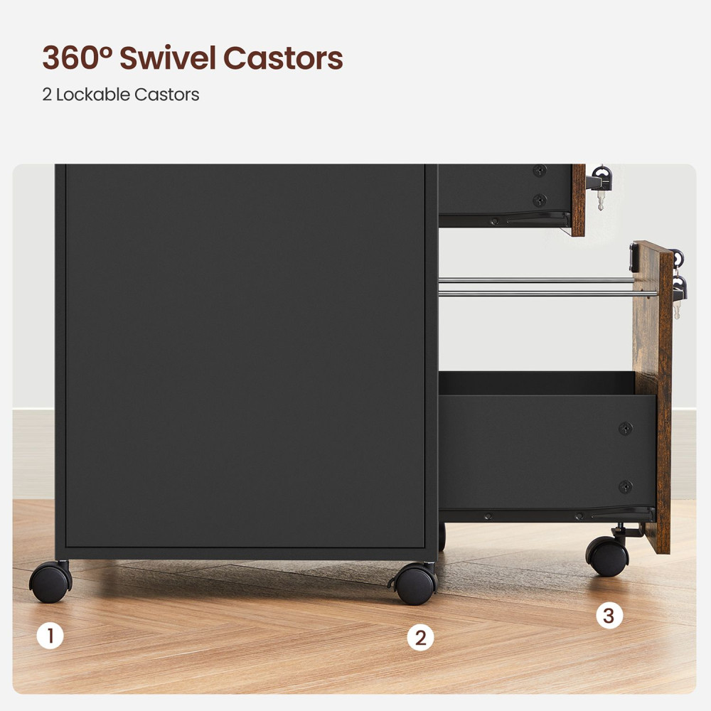 Produktbild för File Cabinet Rustic Brown, Black 1x1x1cm