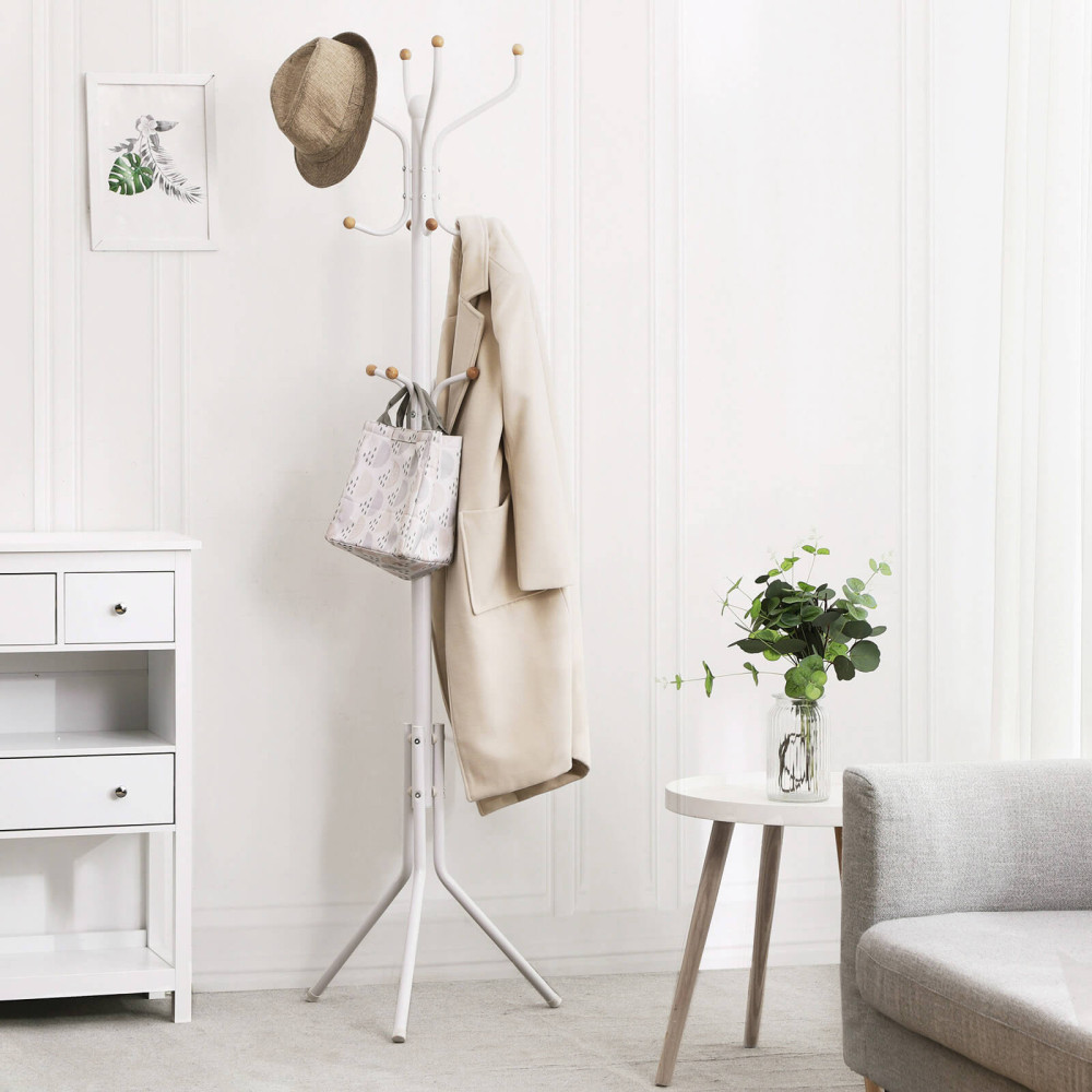 Produktbild för Coat Rack White 49x49x182cm