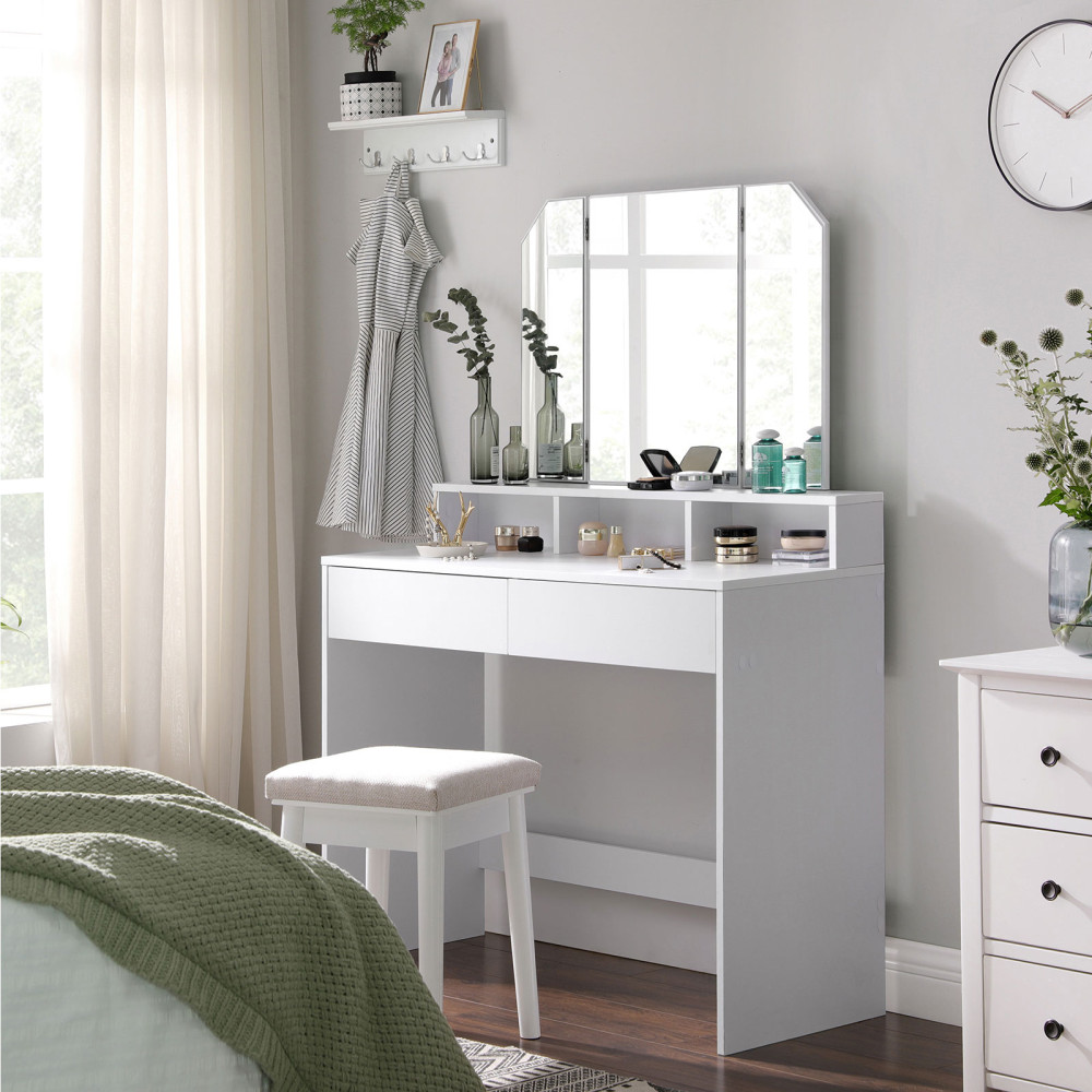 Produktbild för Vanity Table White 100x40x142cm