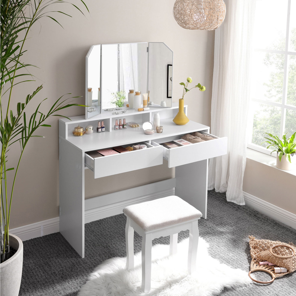 Produktbild för Vanity Table White 100x40x142cm