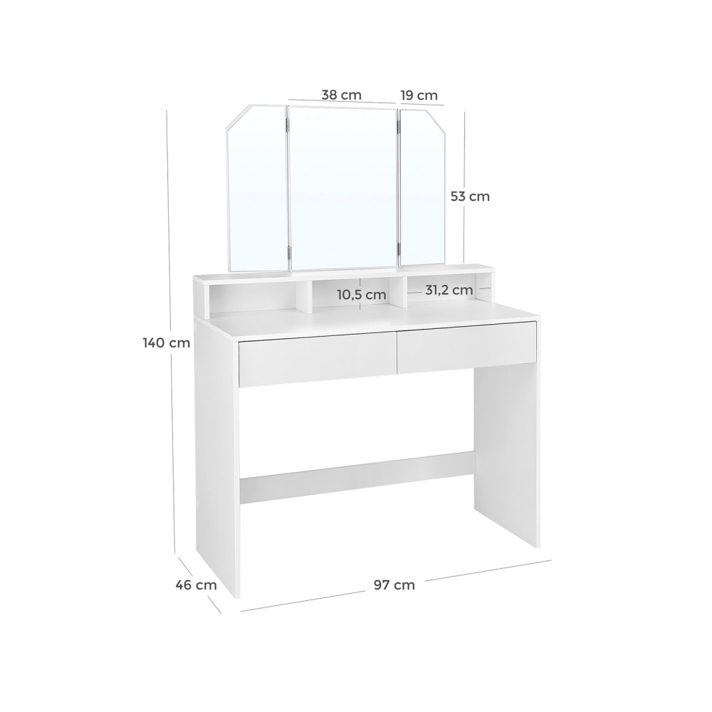 Produktbild för Vanity Table White 100x40x142cm