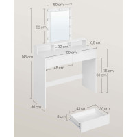 Produktbild för Vanity Table White 100x40x145cm