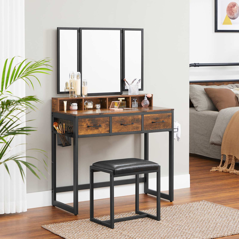 Produktbild för Vanity Table Black, Retro Color 90x40x141cm