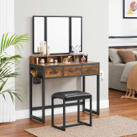 Produktbild för Vanity Table Black, Retro Color 90x40x141cm