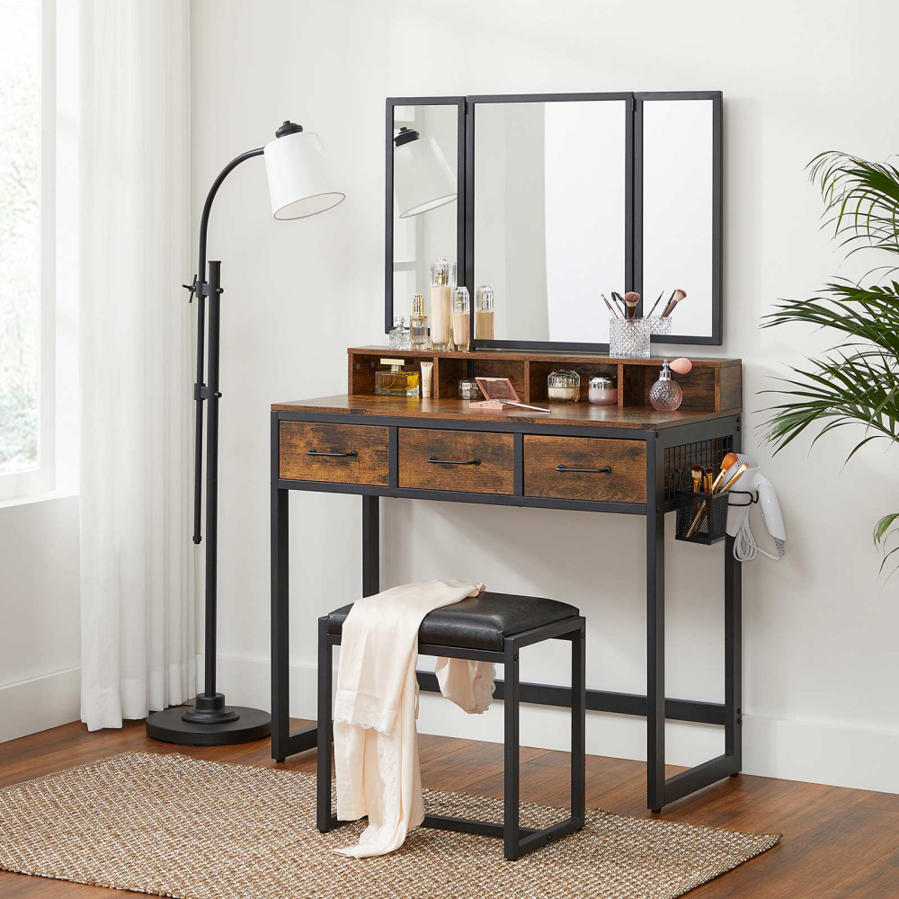 Produktbild för Vanity Table Black, Retro Color 90x40x141cm