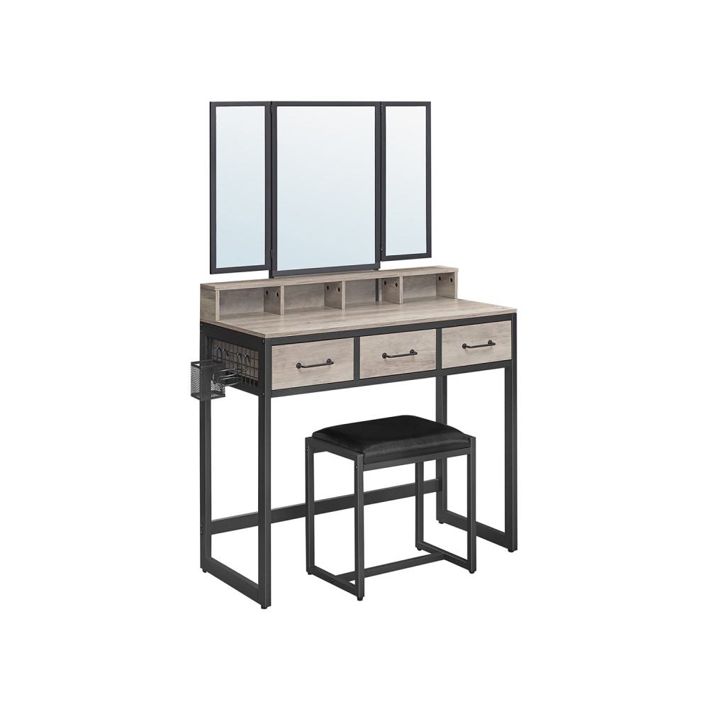 Produktbild för Vanity Table Black, Light Ivory 90x40x141cm