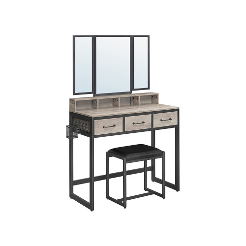 VASAGLE Vanity Table Black, Light Ivory 90x40x141cm