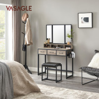 Produktbild för Vanity Table Black, Light Ivory 90x40x141cm