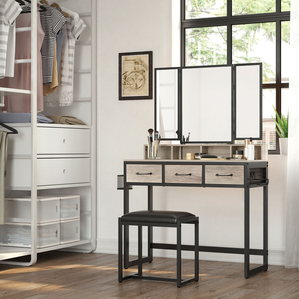 Produktbild för Vanity Table Black, Light Ivory 90x40x141cm