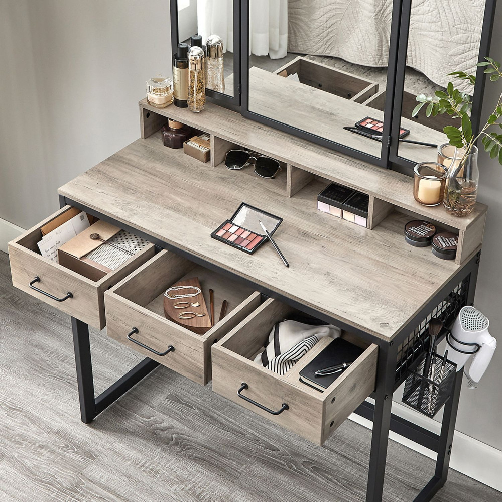 Produktbild för Vanity Table Black, Light Ivory 90x40x141cm