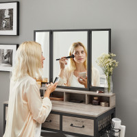 Produktbild för Vanity Table Black, Light Ivory 90x40x141cm