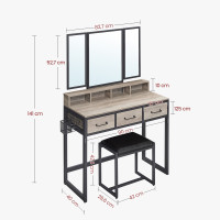 Produktbild för Vanity Table Black, Light Ivory 90x40x141cm