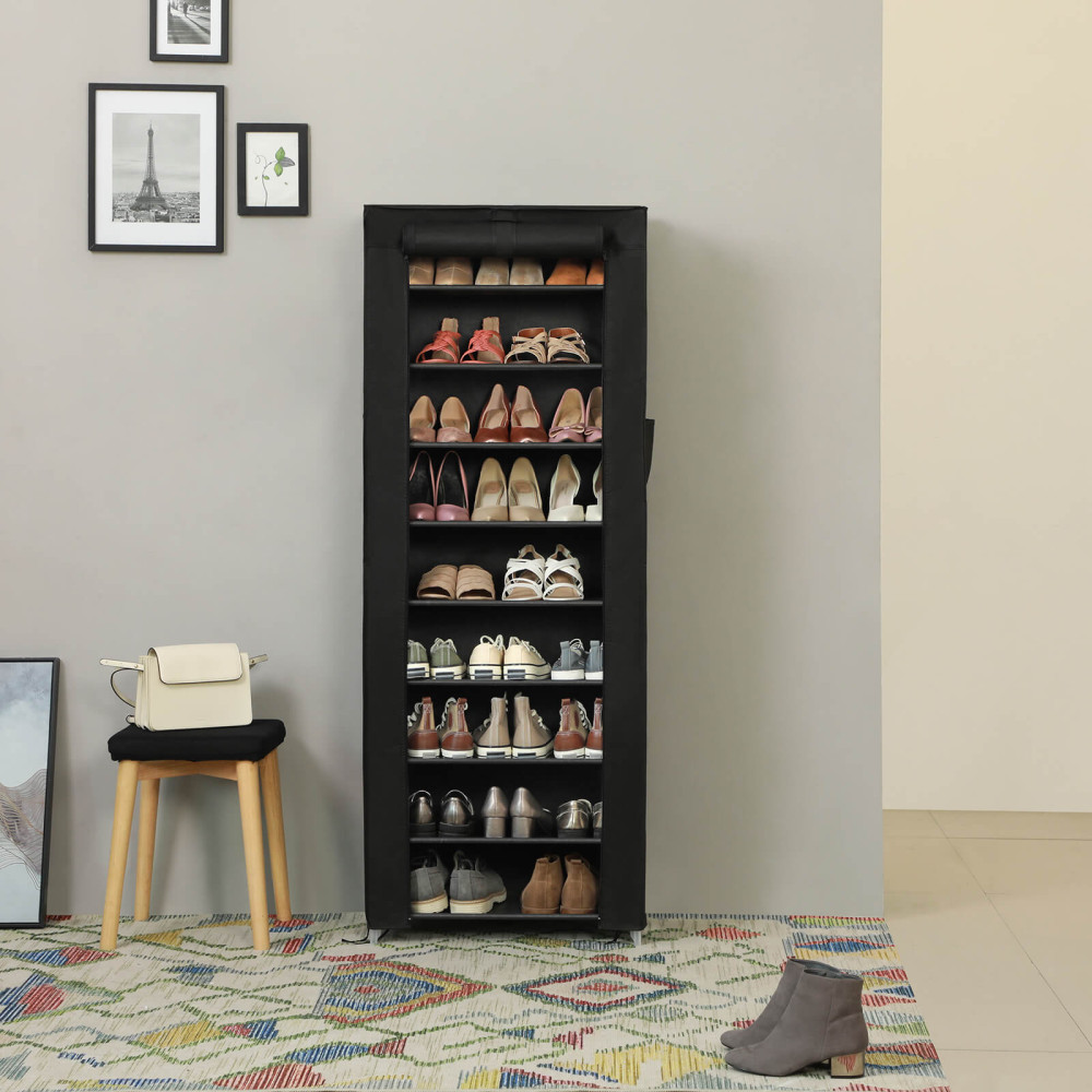 Produktbild för Shoe Rack Black 58x28x162cm