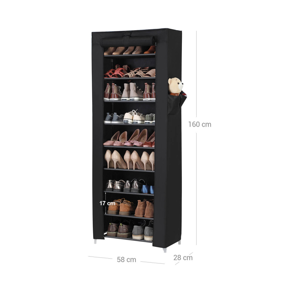 Produktbild för Shoe Rack Black 58x28x162cm