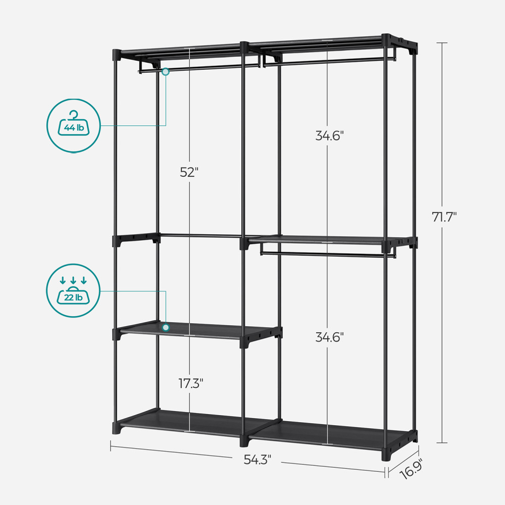 Produktbild för Wardrobe Black 138x43x182cm