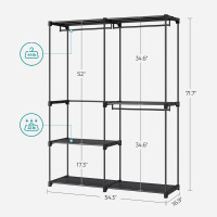 Produktbild för Wardrobe Black 138x43x182cm