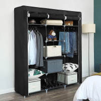 Produktbild för Wardrobe Black 150x45x175cm