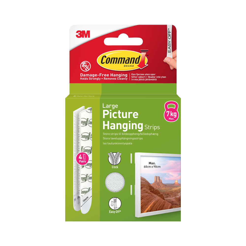 Produktbild för 3M Command Strips White Large 4 Sets