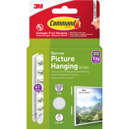 3M 3M Command Strips White Narrow 4 Sets