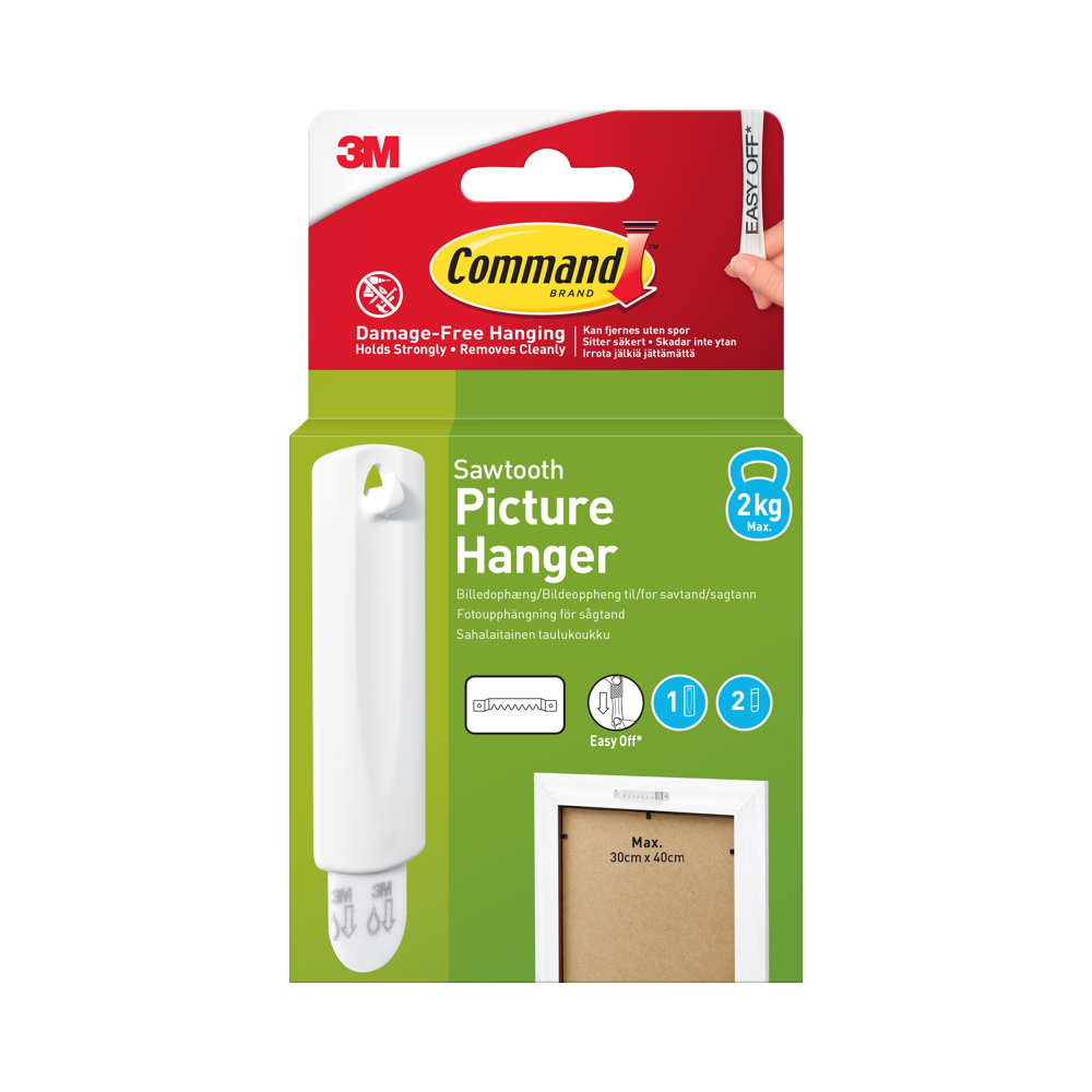 Produktbild för 3M Command Sawtooth 1 Hook+2 Strips