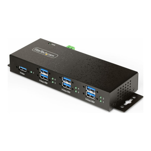 StarTech.com 7-Port Managed USB Hub with 7x USB-A, Heavy Duty with Metal Industrial Housing, ESD & Surge Protection, Wall/Desk/Din-Rail Mountable, USB