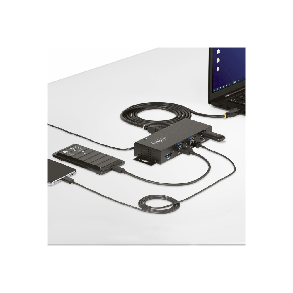 Produktbild för StarTech.com 7-Port Managed USB Hub with 7x USB-A, Heavy Duty with Metal Industrial Housing, ESD & Surge Protection, Wall/Desk/Din-Rail Mountable, USB 3.0/3.1/3.2 Gen 1 5Gbps - hubb - 7 portar - TAA-kompatibel