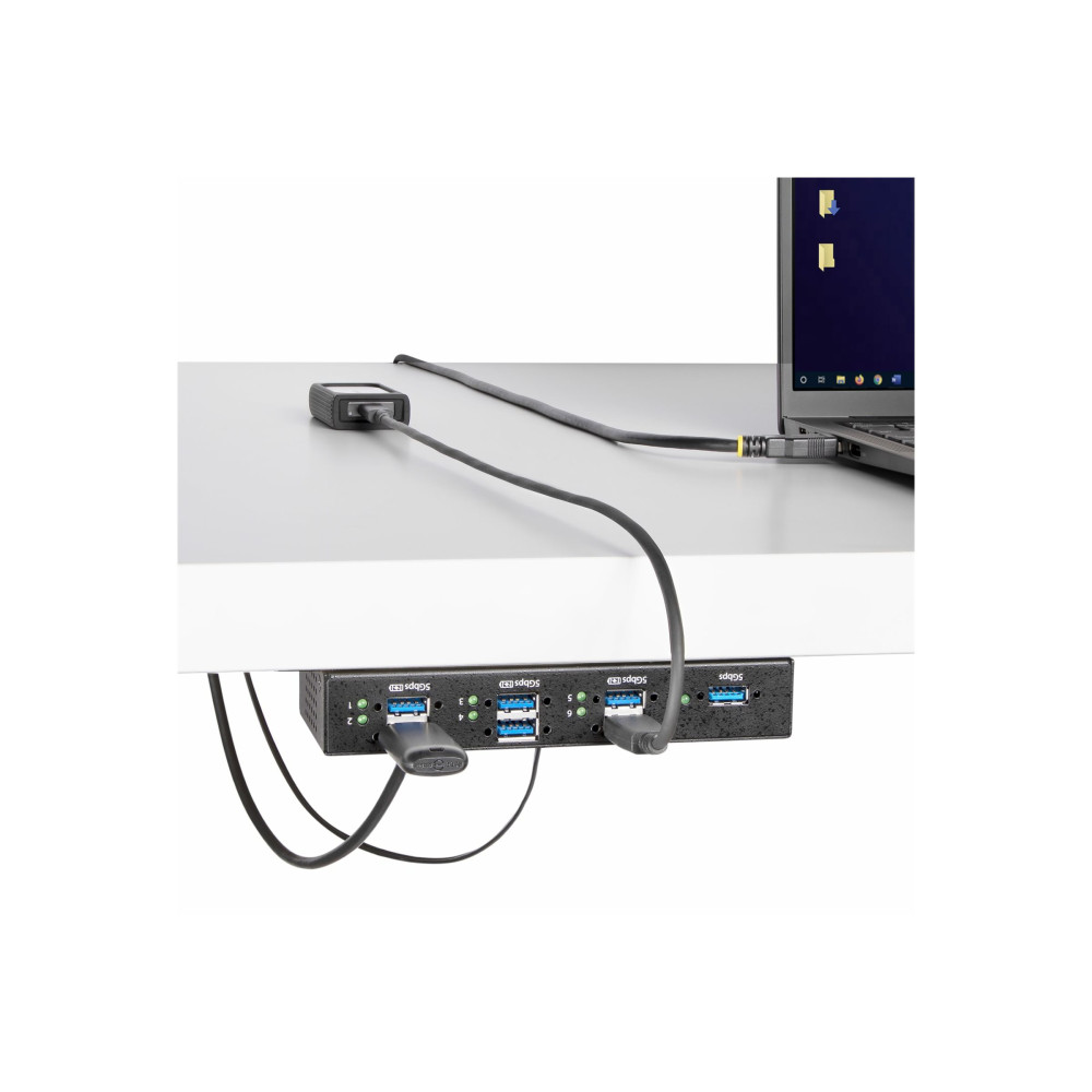 Produktbild för StarTech.com 7-Port Managed USB Hub with 7x USB-A, Heavy Duty with Metal Industrial Housing, ESD & Surge Protection, Wall/Desk/Din-Rail Mountable, USB 3.0/3.1/3.2 Gen 1 5Gbps - hubb - 7 portar - TAA-kompatibel