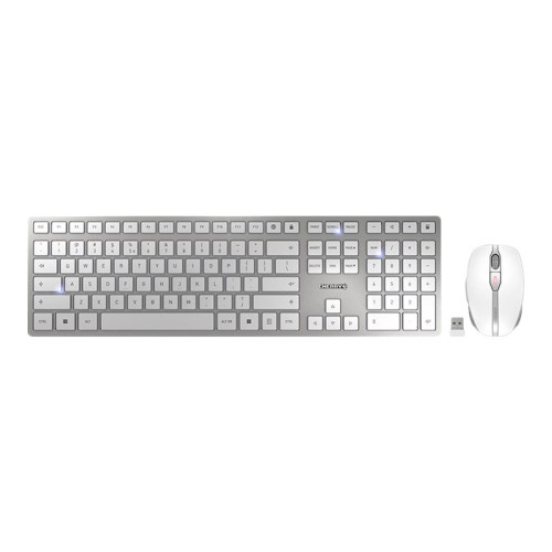 CHERRY CHERRY DW 9100 SLIM - sats med tangentbord och mus - USA med eurosymbol - vit, silver Inmatningsenhet
