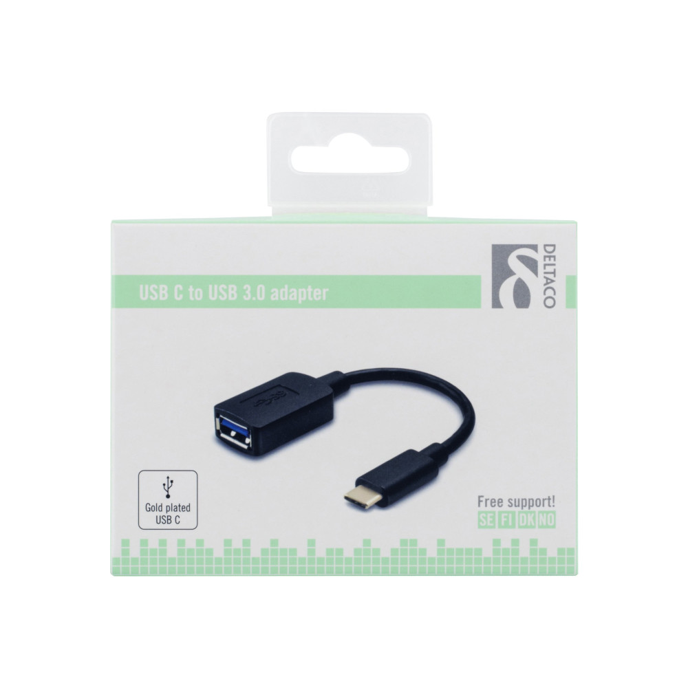 Produktbild för DELTACO USBC-1204 - USB typ C-adapter - USB typ A till USB-C - 15 cm