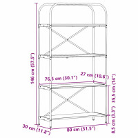 Produktbild för Hyllsystem Svart Ek 80 x 30 x 146 cm Konstruerat trä
