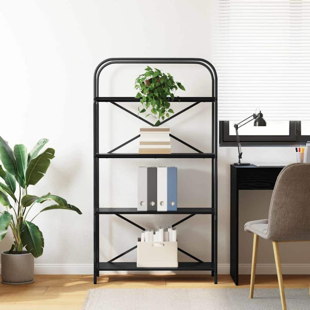 Produktbild för Hyllsystem Svart Ek 80 x 30 x 146 cm Konstruerat trä