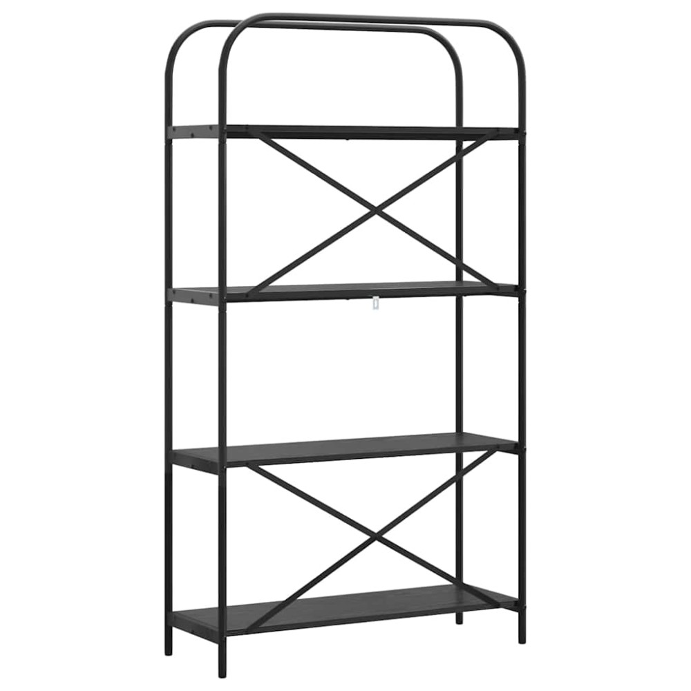 Produktbild för Hyllsystem Svart Ek 80 x 30 x 146 cm Konstruerat trä
