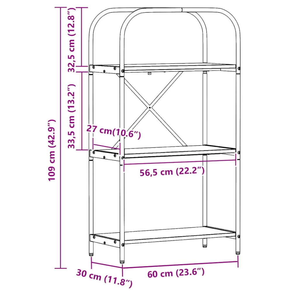 Produktbild för Hyllsystem Grå Sonoma 60 x 30 x 109 cm Konstruerat trä