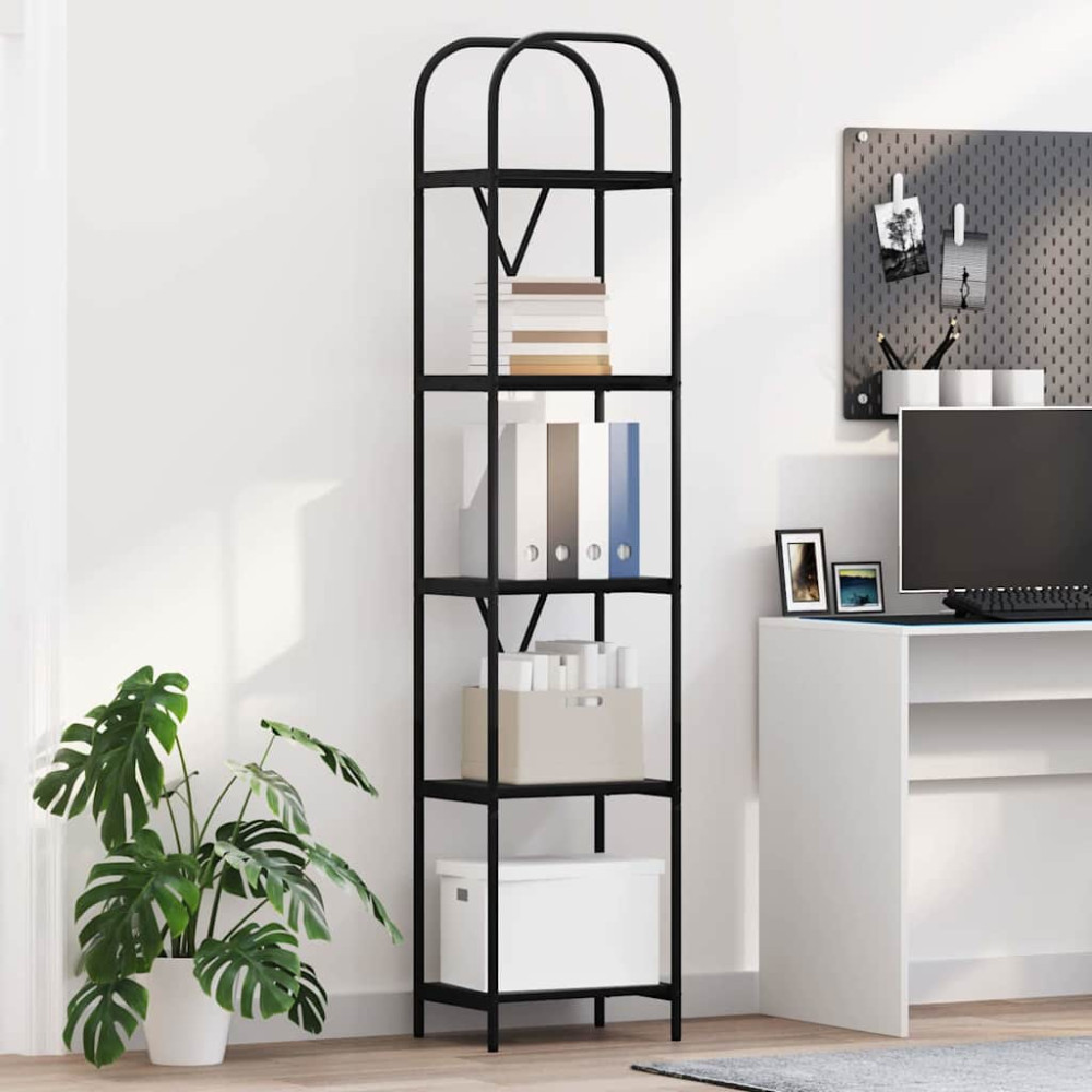 Produktbild för Hyllsystem Svart Ek 40 x 30 x 183 cm Konstruerat trä