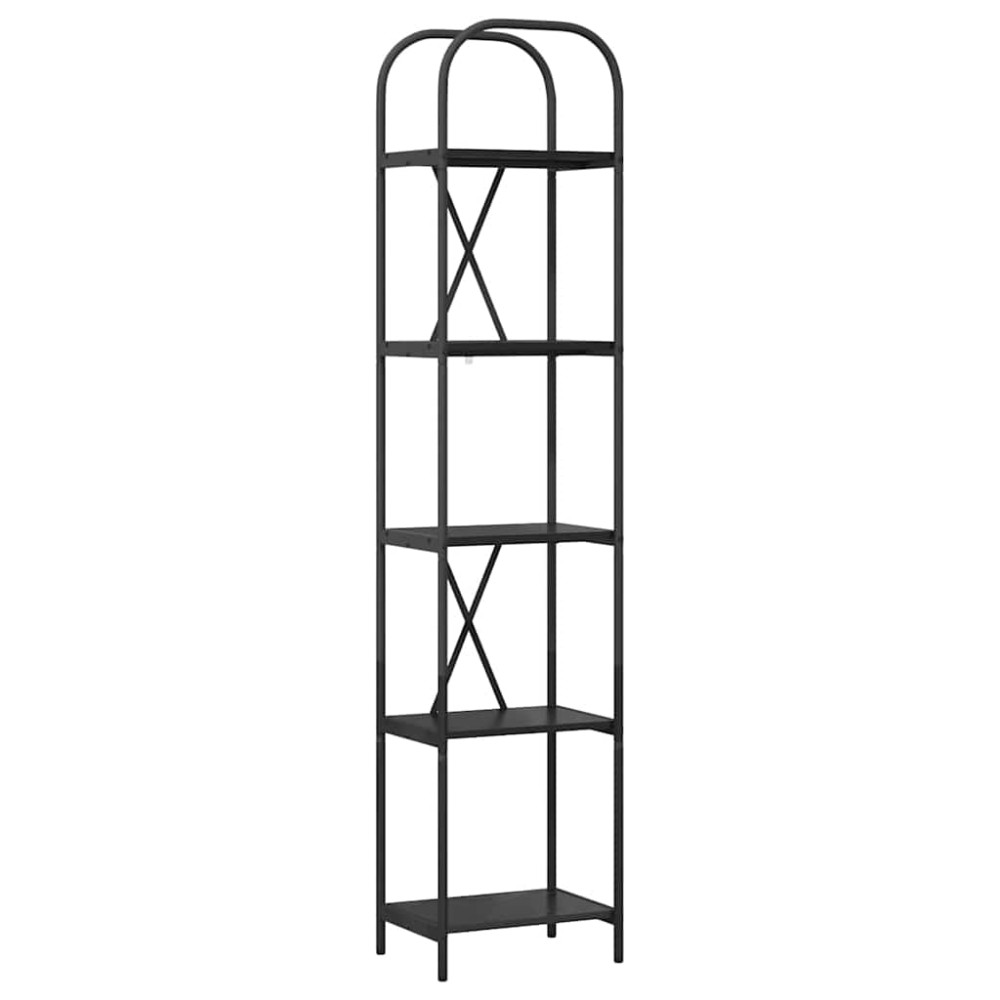 Produktbild för Hyllsystem Svart Ek 40 x 30 x 183 cm Konstruerat trä