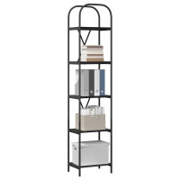 Produktbild för Hyllsystem Svart Ek 40 x 30 x 183 cm Konstruerat trä