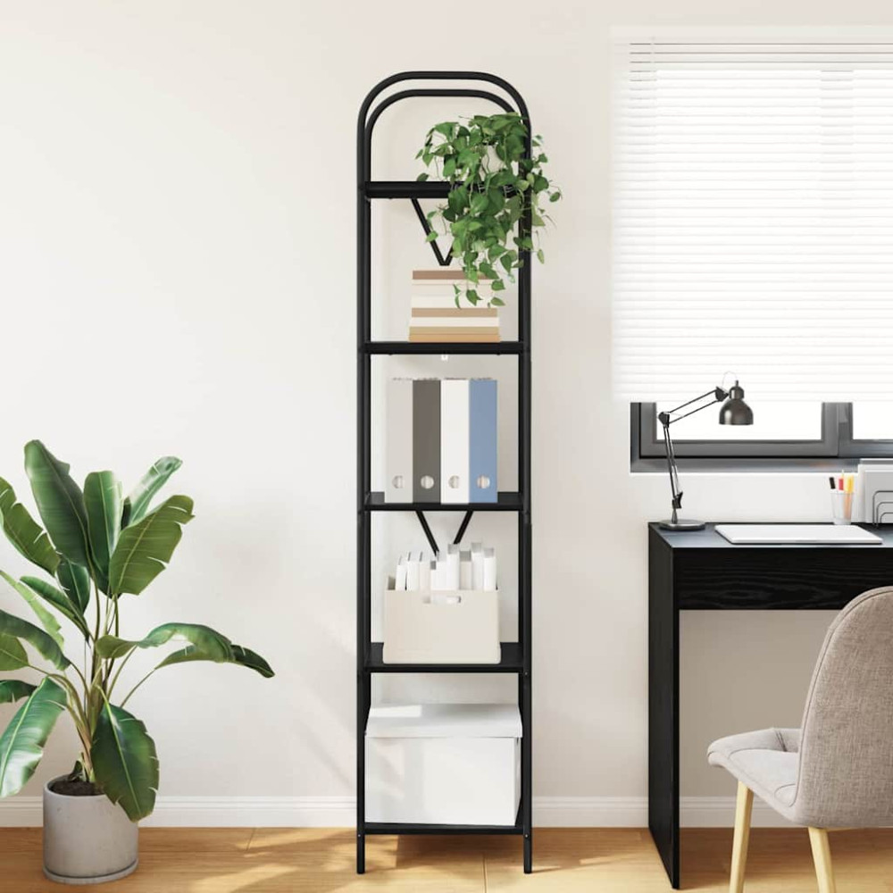 Produktbild för Hyllsystem Svart Ek 40 x 30 x 183 cm Konstruerat trä