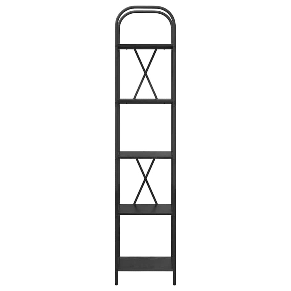 Produktbild för Hyllsystem Svart Ek 40 x 30 x 183 cm Konstruerat trä