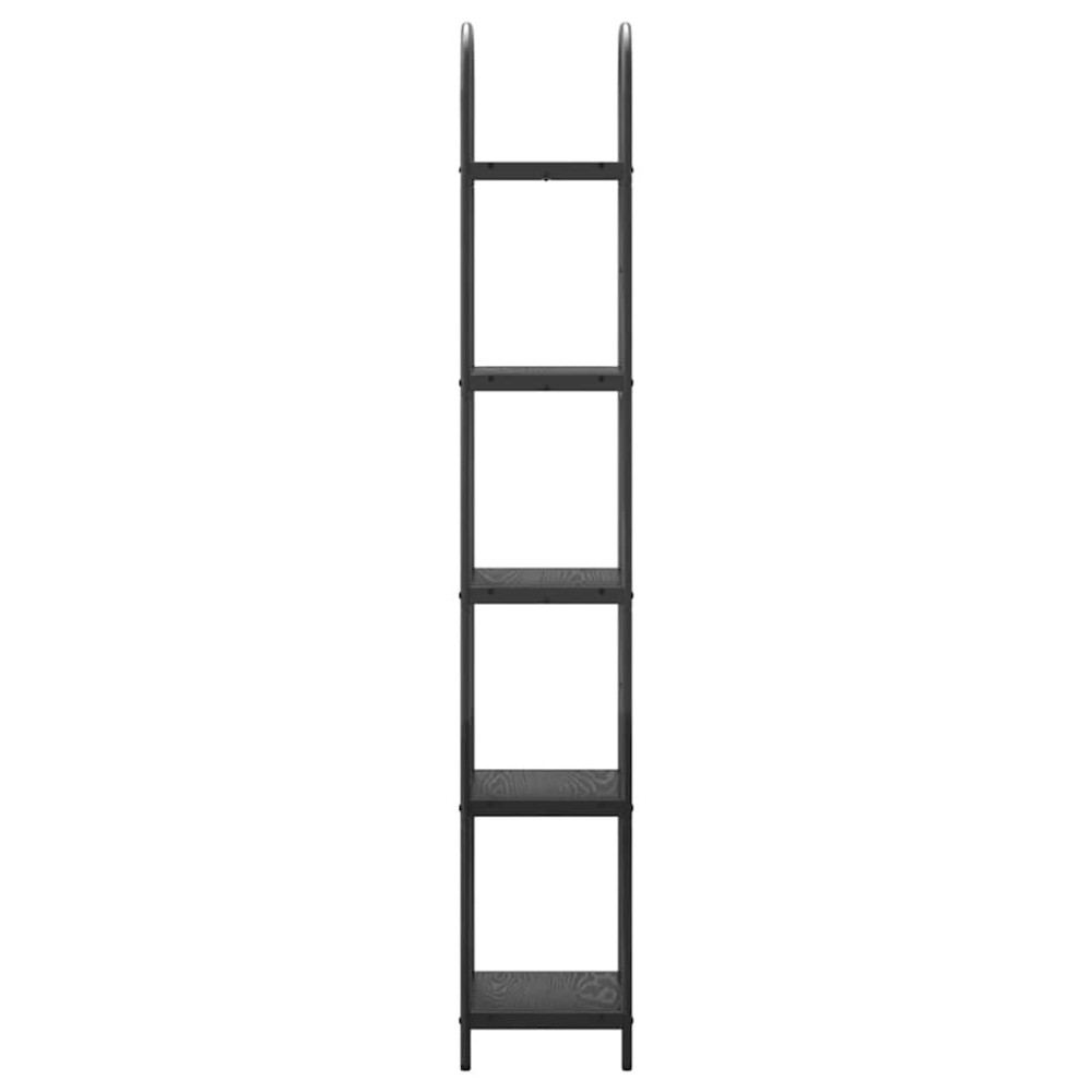 Produktbild för Hyllsystem Svart Ek 40 x 30 x 183 cm Konstruerat trä