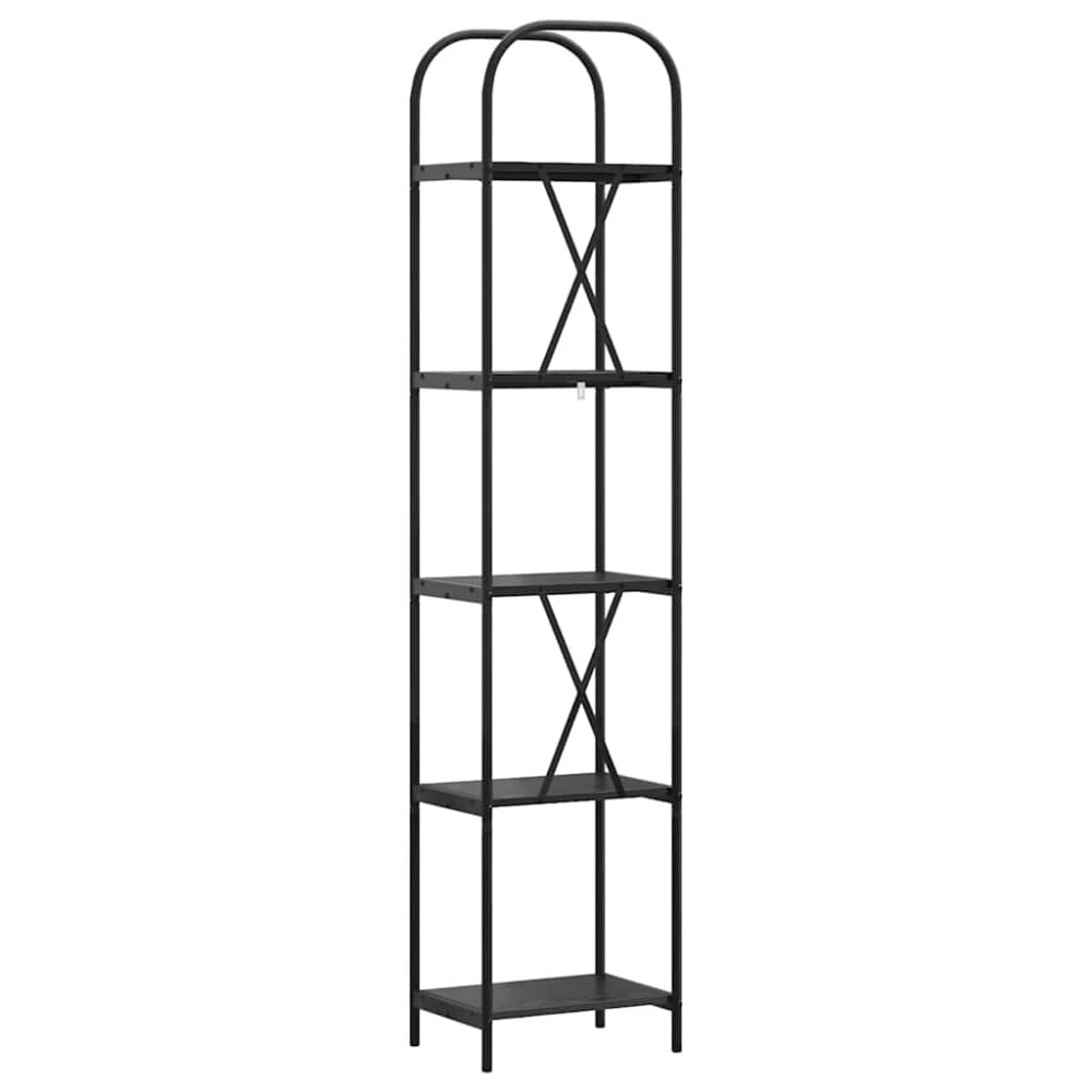 Produktbild för Hyllsystem Svart Ek 40 x 30 x 183 cm Konstruerat trä