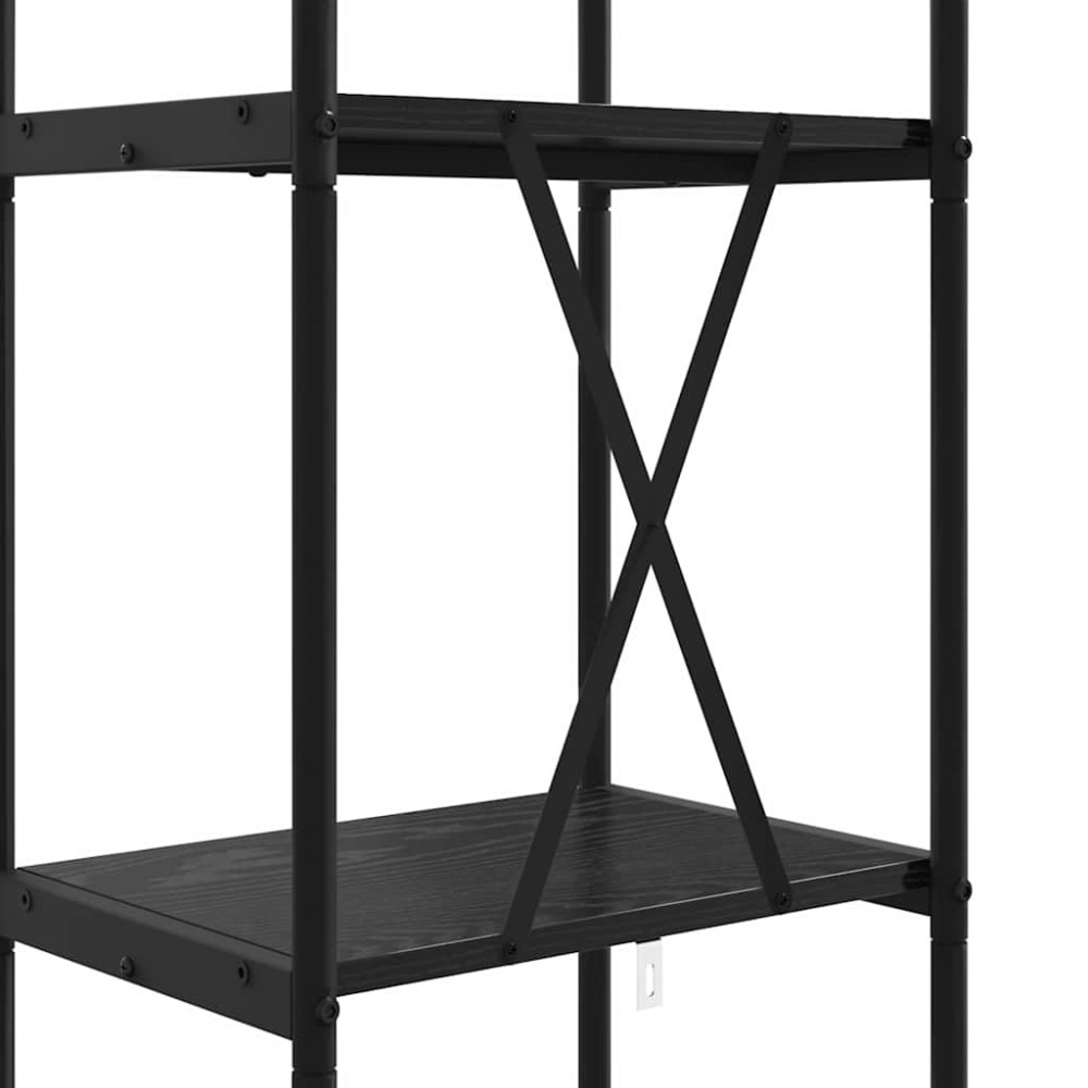 Produktbild för Hyllsystem Svart Ek 40 x 30 x 183 cm Konstruerat trä