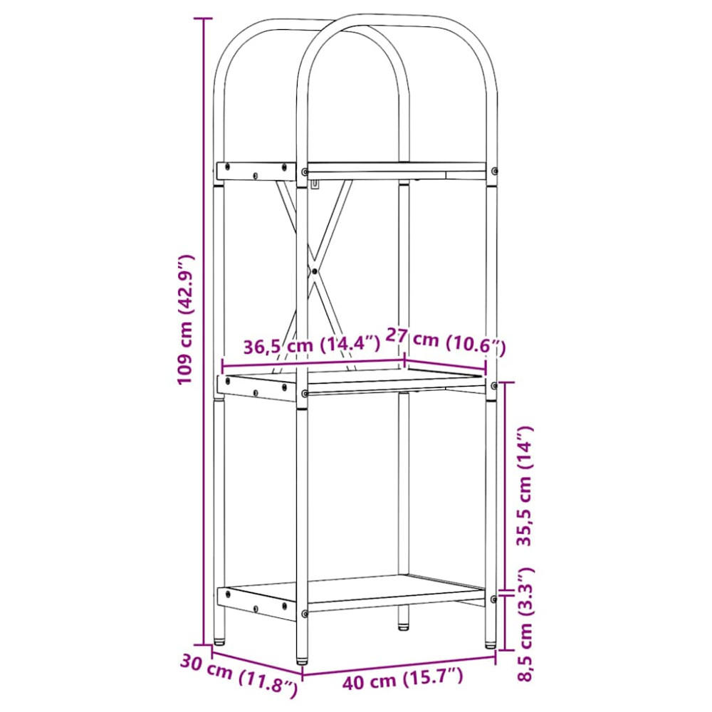 Produktbild för Hyllsystem Gammalt trä 40 x 30 x 109 cm Konstruerat trä