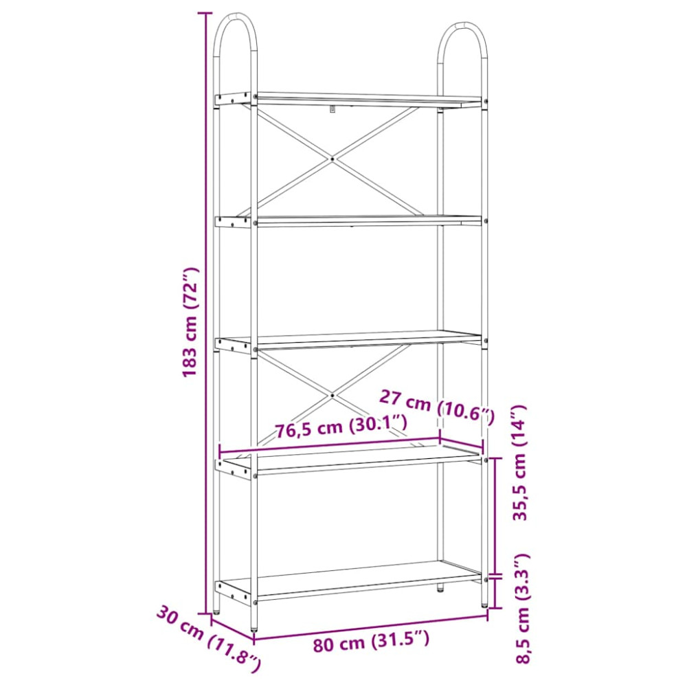 Produktbild för Hyllsystem Gammalt trä 80 x 30 x 183 cm Konstruerat trä