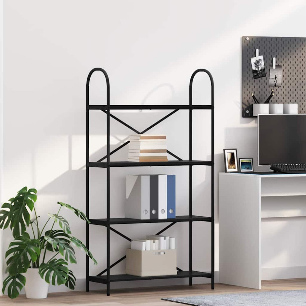 Produktbild för Hyllsystem Svart Ek 80 x 30 x 146 cm Konstruerat trä