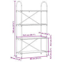 Produktbild för Hyllsystem Svart Ek 80 x 30 x 146 cm Konstruerat trä