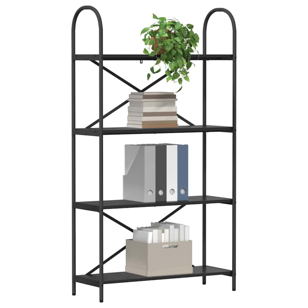 Produktbild för Hyllsystem Svart Ek 80 x 30 x 146 cm Konstruerat trä