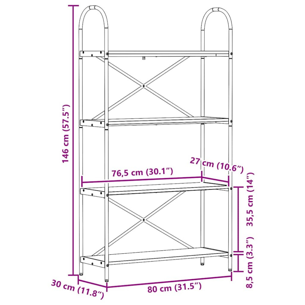 Produktbild för Hyllsystem Artisan Ek 80 x 30 x 146 cm Konstruerat trä